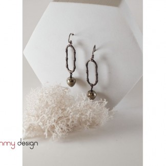 Bamboo shape pyrite drop earings